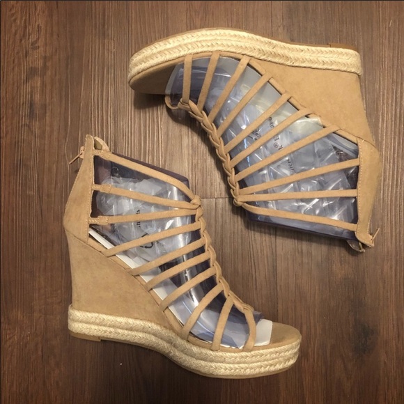 Carlos Camilla Tan Platform Wedge Sandals Size 10 Sandal Wedges - Picture 2 of 12